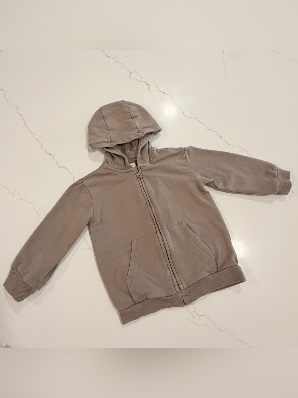H&M Neutral Taupe Hooded Zip-Up Sweatshirt